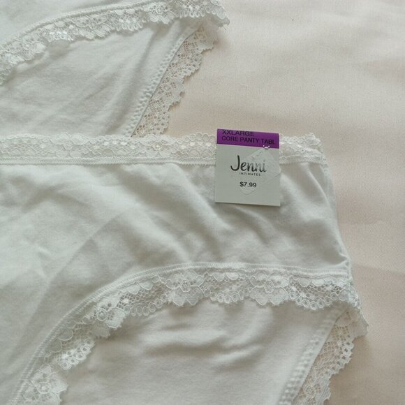 2 PACK JENNI Women Bikini Panty Size 2XL White Lace Detail Cotton - Picture 3 of 9